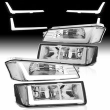 Load image into Gallery viewer, Chevrolet Avalanche (Plastic Body Cladding Models Only) 2002-2006 LED DRL Bar Factory Style Headlights + Bumpers Chrome Housing Clear Len Clear Reflector
