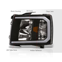 Load image into Gallery viewer, Chevrolet Silverado 2007-2013 LED DRL Bar Factory Style Headlights Black Housing Clear Len Amber Reflector
