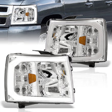 Load image into Gallery viewer, Chevrolet Silverado 2007-2013 LED DRL Bar Factory Style Headlights Chrome Housing Clear Len Amber Reflector
