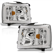 Load image into Gallery viewer, Chevrolet Silverado 2007-2013 LED DRL Bar Factory Style Headlights Chrome Housing Clear Len Amber Reflector
