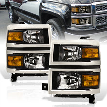 Load image into Gallery viewer, Chevrolet Silverado 1500 2014-2015 Factory Style Headlights Black Housing Clear Len Amber Reflector (Will Not Fit 2500 &amp; HD Models)
