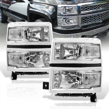 Load image into Gallery viewer, Chevrolet Silverado 1500 2014-2015 Factory Style Headlights Chrome Housing Clear Len Clear Reflector (Will Not Fit 2500 &amp; HD Models)
