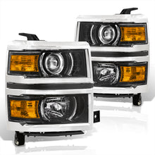 Load image into Gallery viewer, Chevrolet Silverado 1500 2014-2015 Factory Style Projector Headlights Black Housing Clear Len Amber Reflector
