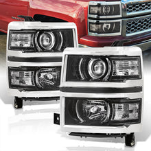 Load image into Gallery viewer, Chevrolet Silverado 1500 2014-2015 Factory Style Projector Headlights Black Housing Clear Len Clear Reflector
