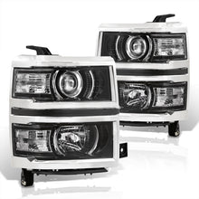 Load image into Gallery viewer, Chevrolet Silverado 1500 2014-2015 Factory Style Projector Headlights Black Housing Clear Len Clear Reflector
