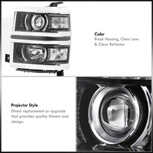 Load image into Gallery viewer, Chevrolet Silverado 1500 2014-2015 Factory Style Projector Headlights Black Housing Clear Len Clear Reflector
