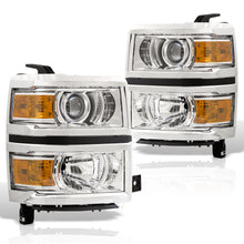 Load image into Gallery viewer, Chevrolet Silverado 1500 2014-2015 Factory Style Projector Headlights Chrome Housing Clear Len Amber Reflector
