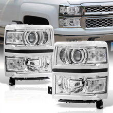 Load image into Gallery viewer, Chevrolet Silverado 1500 2014-2015 Factory Style Projector Headlights Chrome Housing Clear Len Clear Reflector
