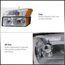 Load image into Gallery viewer, Chevrolet Avalanche (Plastic Body Cladding Models Only) 2002-2006 Factory Style Headlights + Bumpers Chrome Housing Clear Len Amber Reflector
