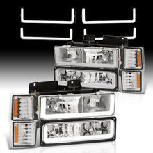 Load image into Gallery viewer, Chevrolet C/K 1500 2500 3500 1994-1998 LED DRL Bar Factory Style Headlights + Bumpers + Corners Chrome Housing Clear Len Amber Reflector

