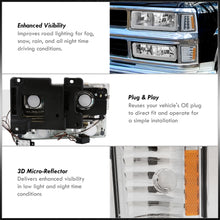 Load image into Gallery viewer, Chevrolet C/K 1500 2500 3500 1994-1998 LED DRL Bar Factory Style Headlights + Bumpers + Corners Chrome Housing Clear Len Amber Reflector
