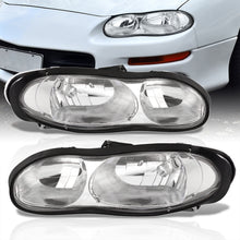Load image into Gallery viewer, Chevrolet Camaro 1998-2002 Factory Style Headlights Chrome Housing Clear Len Chrome Reflector
