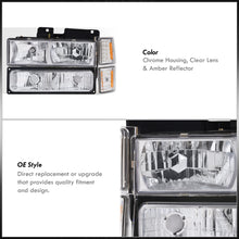 Load image into Gallery viewer, Chevrolet C/K 1500 2500 3500 1994-1998 Factory Style Headlights + Bumper + Corner Lights Chrome Housing Clear Len Amber Reflector
