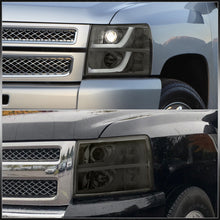 Load image into Gallery viewer, Chevrolet Silverado 1500 2007-2013 / 2500HD 3500HD 2007-2014 LED DRL Bar Projector Headlights Chrome Housing Smoke Len Clear Reflector
