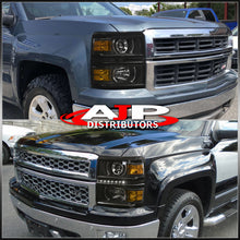 Load image into Gallery viewer, Chevrolet Silverado 1500 2014-2015 LED DRL Projector Headlights Black Housing Clear Len Amber Reflector (Will Not Fit 2500 &amp; HD Models)
