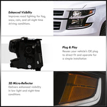 Load image into Gallery viewer, Chevrolet Suburban 2015-2020 / Suburban 3500HD 2016-2019 / Tahoe 2015-2020 Factory Style Projector Headlights Black Housing Clear Len Amber Reflector (Halogen Models Only)
