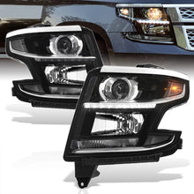 Load image into Gallery viewer, Chevrolet Suburban 2015-2020 / Suburban 3500HD 2016-2019 / Tahoe 2015-2020 Factory Style Projector Headlights Black Housing Clear Len Clear Reflector (Halogen Models Only)
