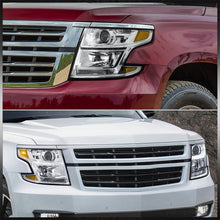 Load image into Gallery viewer, Chevrolet Suburban 2015-2020 / Suburban 3500HD 2016-2019 / Tahoe 2015-2020 Factory Style Projector Headlights Chrome Housing Clear Len Amber Reflector (Halogen Models Only)
