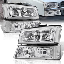 Load image into Gallery viewer, Chevrolet Silverado 2003-2006 Factory Style Headlights + Bumpers Chrome Housing Clear Len Clear Reflector
