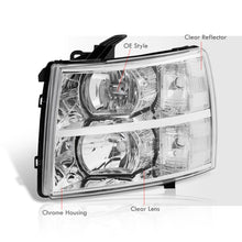 Load image into Gallery viewer, Chevrolet Silverado 2007-2013 Factory Style Headlights Chrome Housing Clear Len Clear Reflector
