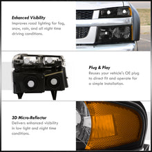 Load image into Gallery viewer, Chevrolet Colorado 2004-2012 Factory Style Headlights + Bumpers Black Housing Clear Len Amber Reflector
