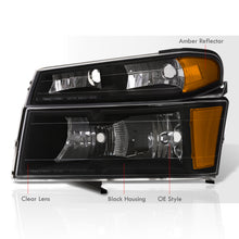 Load image into Gallery viewer, Chevrolet Colorado 2004-2012 Factory Style Headlights + Bumpers Black Housing Clear Len Amber Reflector
