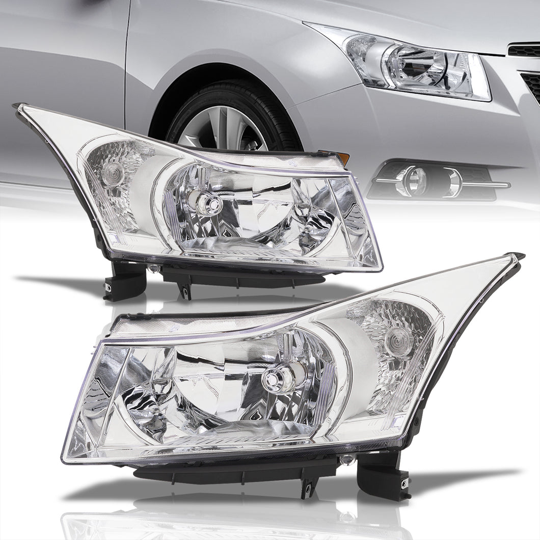 Chevrolet Cruze 2011-2015 Factory Style Headlights Chrome Housing Clear Len Amber Reflector