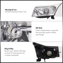 Load image into Gallery viewer, Chevrolet Cruze 2011-2015 Factory Style Headlights Chrome Housing Clear Len Amber Reflector
