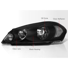 Load image into Gallery viewer, Chevrolet Impala 2006-2013 / Impala Limited 2014-2015 / Monte Carlo 2006-2007 Factory Style Headlights Black Housing Clear Len Clear Reflector
