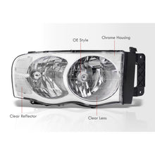 Load image into Gallery viewer, Dodge Ram 1500 Truck 2002-2005 / 2500 3500 Truck 2003-2005 Factory Style Headlights Chrome Housing Clear Len Clear Reflector
