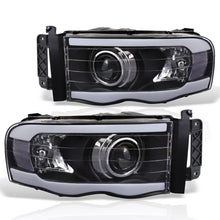 Load image into Gallery viewer, Dodge Ram 1500 2002-2005 / Ram 2500 3500 2003-2005 LED DRL Bar Projector Headlights Black Housing Clear Len Clear Reflector
