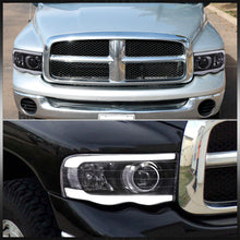 Load image into Gallery viewer, Dodge Ram 1500 2002-2005 / Ram 2500 3500 2003-2005 LED DRL Bar Projector Headlights Black Housing Clear Len Clear Reflector
