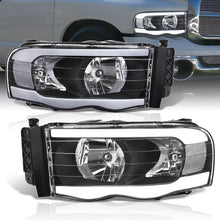 Load image into Gallery viewer, Dodge Ram 1500 2002-2005 / Ram 2500 3500 2003-2005 LED DRL Bar Factory Style Headlights Black Housing Clear Len Clear Reflector
