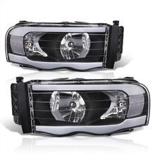 Load image into Gallery viewer, Dodge Ram 1500 2002-2005 / Ram 2500 3500 2003-2005 LED DRL Bar Factory Style Headlights Black Housing Clear Len Clear Reflector
