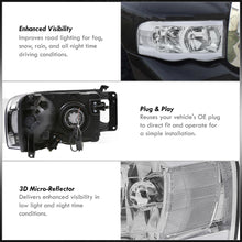 Load image into Gallery viewer, Dodge Ram 1500 2002-2005 / Ram 2500 3500 2003-2005 LED DRL Bar Factory Style Headlights Chrome Housing Clear Len Clear Reflector
