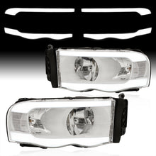 Load image into Gallery viewer, Dodge Ram 1500 2002-2005 / Ram 2500 3500 2003-2005 LED DRL Bar Factory Style Headlights White Housing Clear Len Clear Reflector
