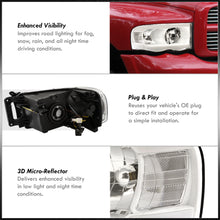 Load image into Gallery viewer, Dodge Ram 1500 2002-2005 / Ram 2500 3500 2003-2005 LED DRL Bar Factory Style Headlights White Housing Clear Len Clear Reflector
