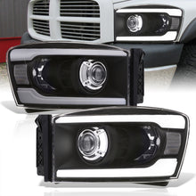 Load image into Gallery viewer, Dodge Ram 1500 2006-2008 / Ram 2500 3500 2006-2009 LED DRL Bar Projector Headlights Black Housing Clear Len Clear Reflector
