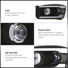 Load image into Gallery viewer, Dodge Ram 1500 2006-2008 / Ram 2500 3500 2006-2009 LED DRL Bar Projector Headlights Black Housing Clear Len Clear Reflector
