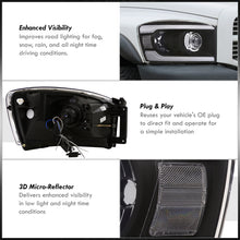 Load image into Gallery viewer, Dodge Ram 1500 2006-2008 / Ram 2500 3500 2006-2009 LED DRL Bar Projector Headlights Black Housing Clear Len Clear Reflector
