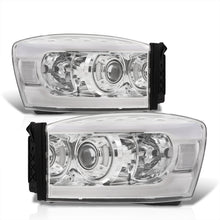 Load image into Gallery viewer, Dodge Ram 1500 2006-2008 / Ram 2500 3500 2006-2009 LED DRL Bar Projector Headlights Chrome Housing Clear Len Clear Reflector
