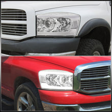 Load image into Gallery viewer, Dodge Ram 1500 2006-2008 / Ram 2500 3500 2006-2009 LED DRL Bar Projector Headlights Chrome Housing Clear Len Clear Reflector
