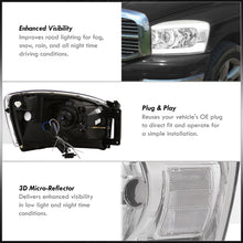 Load image into Gallery viewer, Dodge Ram 1500 2006-2008 / Ram 2500 3500 2006-2009 LED DRL Bar Projector Headlights Chrome Housing Clear Len Clear Reflector
