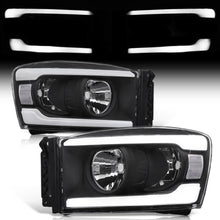 Load image into Gallery viewer, Dodge Ram 1500 2006-2008 / Ram 2500 3500 2006-2009 LED DRL Bar Factory Style Headlights Black Housing Clear Len Clear Reflector
