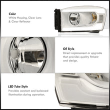 Load image into Gallery viewer, Dodge Ram 1500 2006-2008 / Ram 2500 3500 2006-2009 LED DRL Bar Factory Style Headlights White Housing Clear Len Clear Reflector
