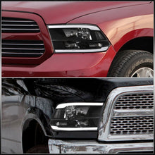 Load image into Gallery viewer, Dodge Ram 1500 2009-2018 / Ram 2500 3500 2010-2018 LED DRL Bar Factory Style Headlights Black Housing Clear Len Clear Reflector (Dual / Quad Models Headlamps Only)
