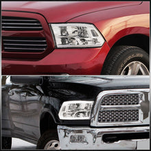 Load image into Gallery viewer, Dodge Ram 1500 2009-2018 / Ram 2500 3500 2010-2018 LED DRL Bar Factory Style Headlights Chrome Housing Clear Len Clear Reflector (Dual / Quad Models Headlamps Only)
