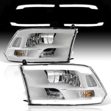 Load image into Gallery viewer, Dodge Ram 1500 2009-2018 / Ram 2500 3500 2010-2018 LED DRL Bar Factory Style Headlights White Housing Clear Len Clear Reflector (Dual / Quad Models Headlamps Only)
