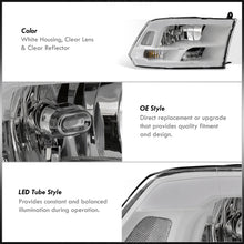 Load image into Gallery viewer, Dodge Ram 1500 2009-2018 / Ram 2500 3500 2010-2018 LED DRL Bar Factory Style Headlights White Housing Clear Len Clear Reflector (Dual / Quad Models Headlamps Only)
