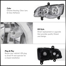 Load image into Gallery viewer, Chrysler Town &amp; Country 2008-2016 / Dodge Grand Caravan 2011-2019 Factory Style Headlights Chrome Housing Clear Len Clear Reflector (Halogen Models Only)
